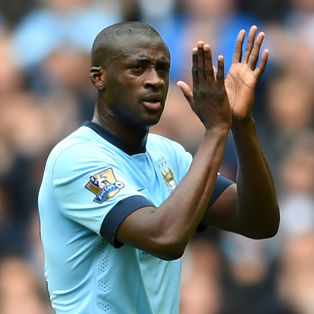 MANCHESTER, ENGLAND - MAY 24: Yaya Toure of Manchester City applauds supporters as he is replaced during the Barclays Premier League match between Manchester City and Southampton at Etihad Stadium on May 24, 2015 in Manchester, England. (Photo by Shaun Botterill/Getty Images)