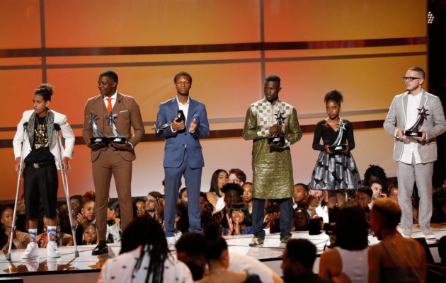 2018 BET Awards - Show  - Los Angeles, California, U.S., 24/06/2018 - John Legend (not pictured) introduces six people for "Hero's Row," (from R) James Shaw Jr., Naomi Wadler, Mamoudou Gassama, Justin Blackman, Shaun King and Anthony Borges. REUTERS/Mario Anzuoni