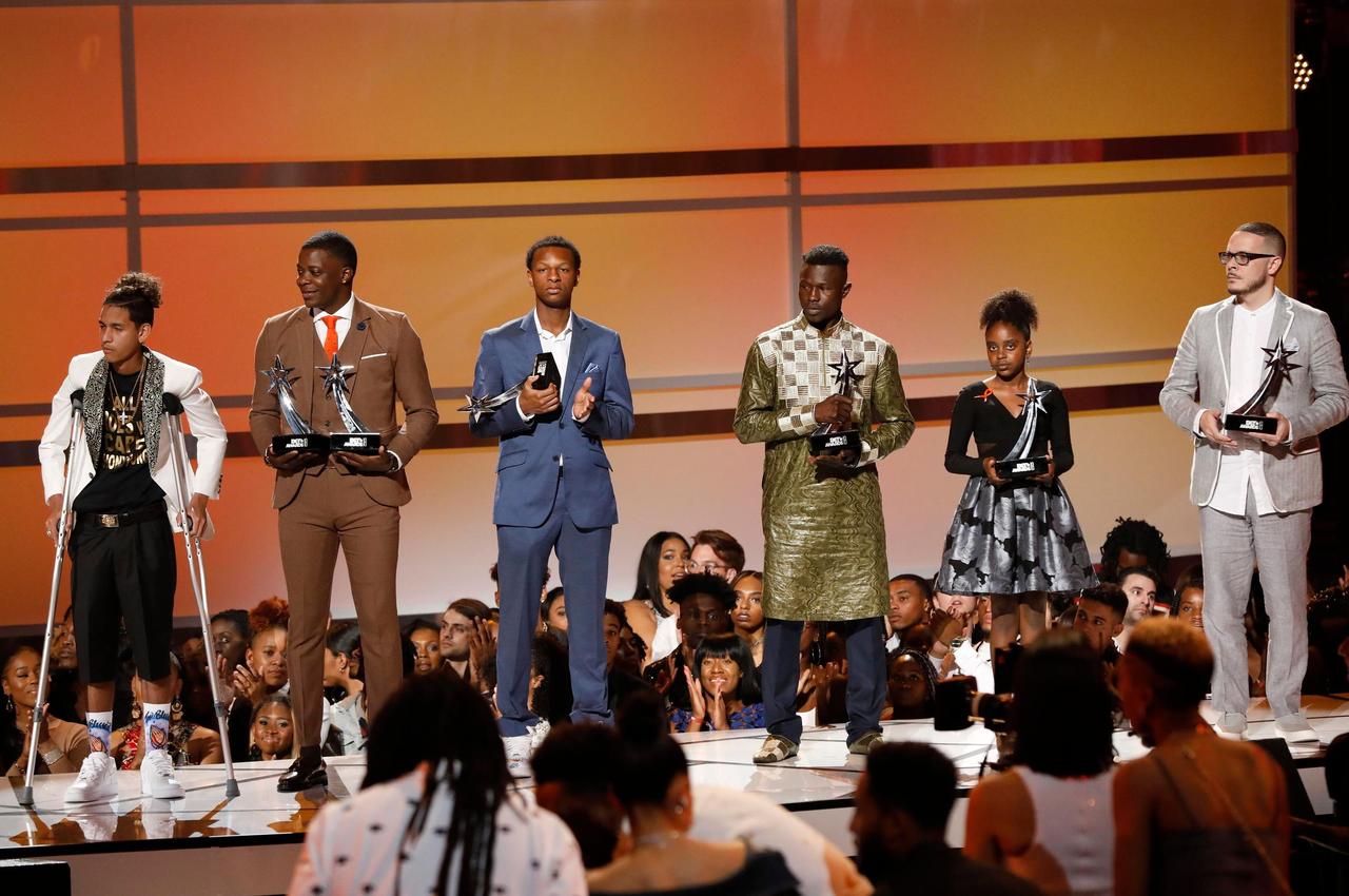 2018 BET Awards - Show  - Los Angeles, California, U.S., 24/06/2018 - John Legend (not pictured) introduces six people for "Hero's Row," (from R) James Shaw Jr., Naomi Wadler, Mamoudou Gassama, Justin Blackman, Shaun King and Anthony Borges. REUTERS/Mario Anzuoni