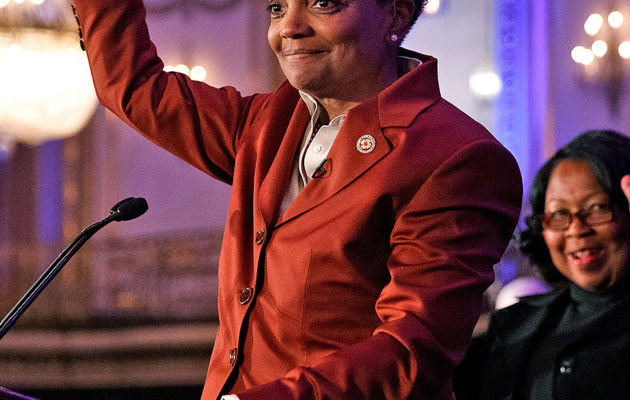 Lori Lightfoot appears at an election night party at the the Hilton Chicago hotel on Tuesday April 2, 2019, in Chicago. (Armando L. Sanchez/Chicago Tribune/TNS via Getty Images)