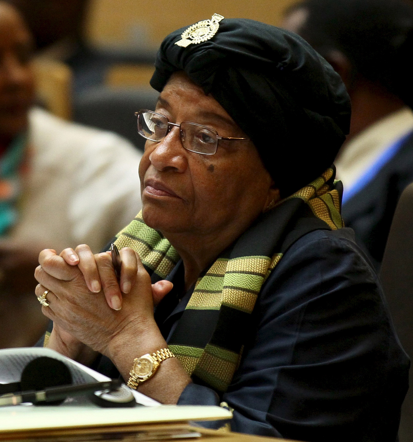 Liberia's President Ellen Johnson-Sirleaf attends the opening ceremony of the 26th Ordinary Session of the Assembly of the African Union (AU) at the AU headquarters in Ethiopia's capital Addis Ababa, January 30, 2016. REUTERS/Tiksa Negeri  - RTX24OAO