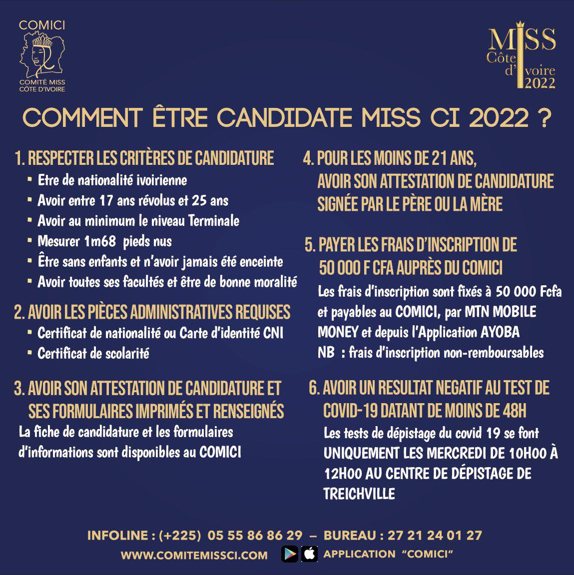 Miss ci 2022 critères