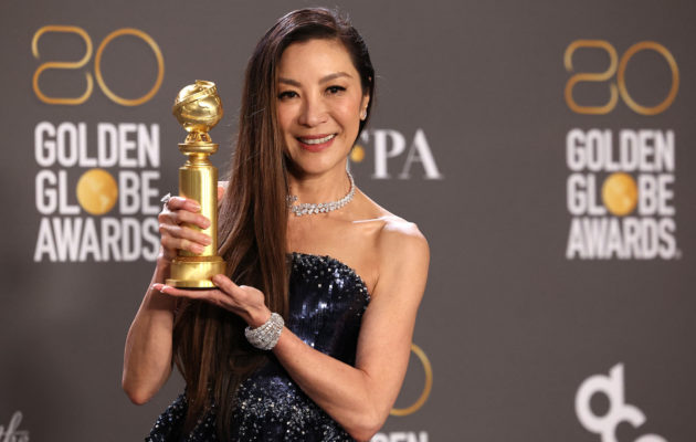 Michelle Yeoh poses with her award for Best Actress in a Musical or Comedy Motion Picture for "Everything Everywhere All at Once"  at the 80th Annual Golden Globe Awards in Beverly Hills, California, U.S., January 10, 2023. REUTERS/Mario Anzuoni
